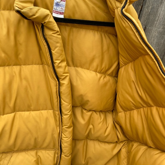Men's VTG Frostline Kit Yellow Puffer Jacket M Full Zip Pockets Boulder Classic - Picture 13 of 15